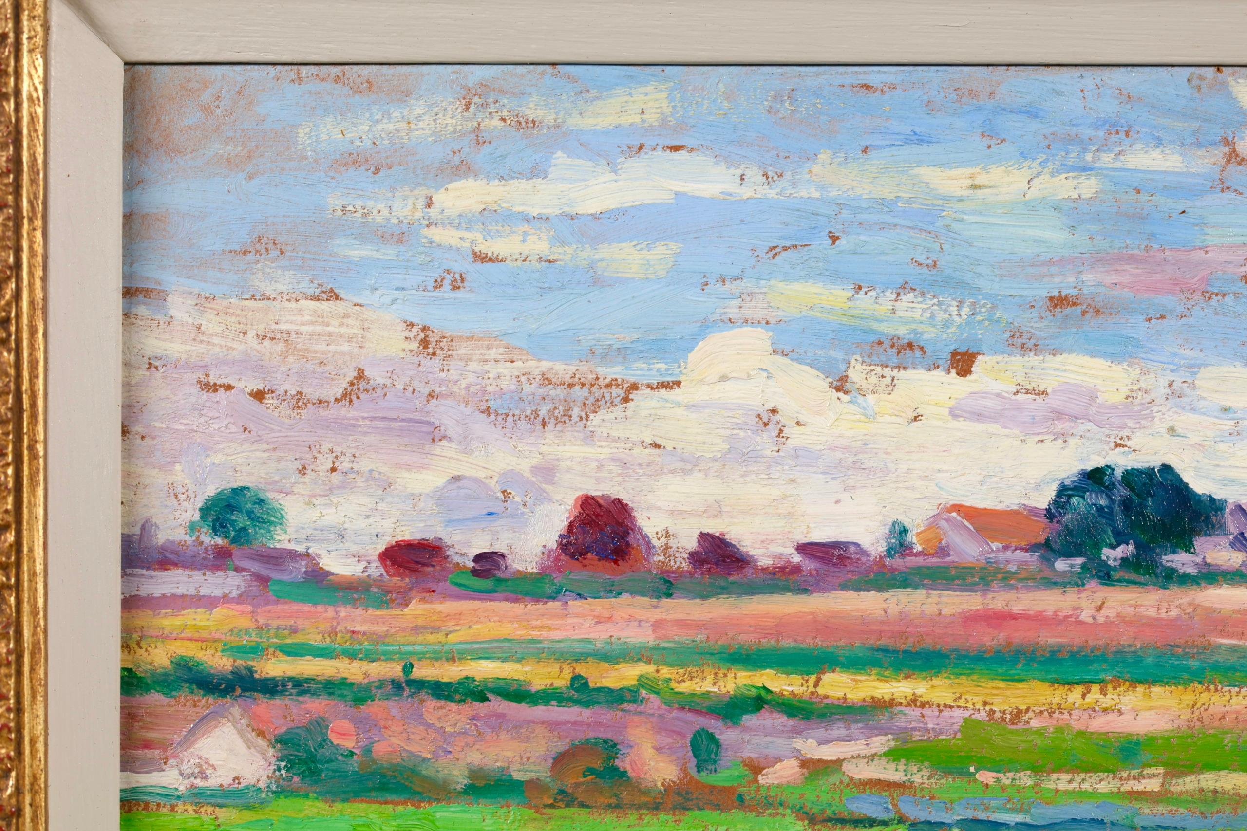 Paysage a Moulineux - Paesaggio impressionista dipinto a olio da Maximillien Luce in vendita 4