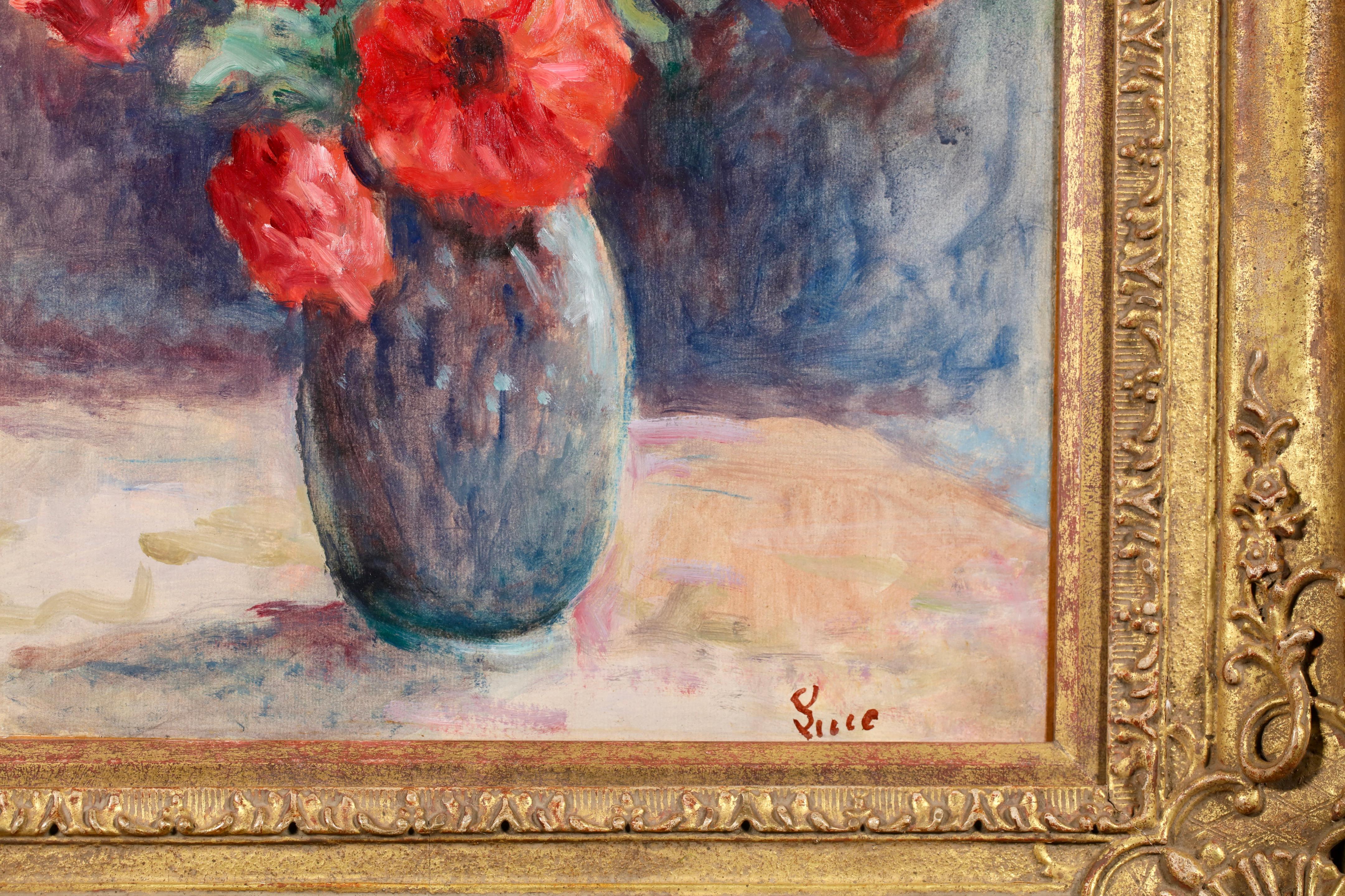 Papaveri in vaso - Natura morta impressionista dipinta a olio da Maximillien Luce - Painting Impressionismo di Maximilien Luce