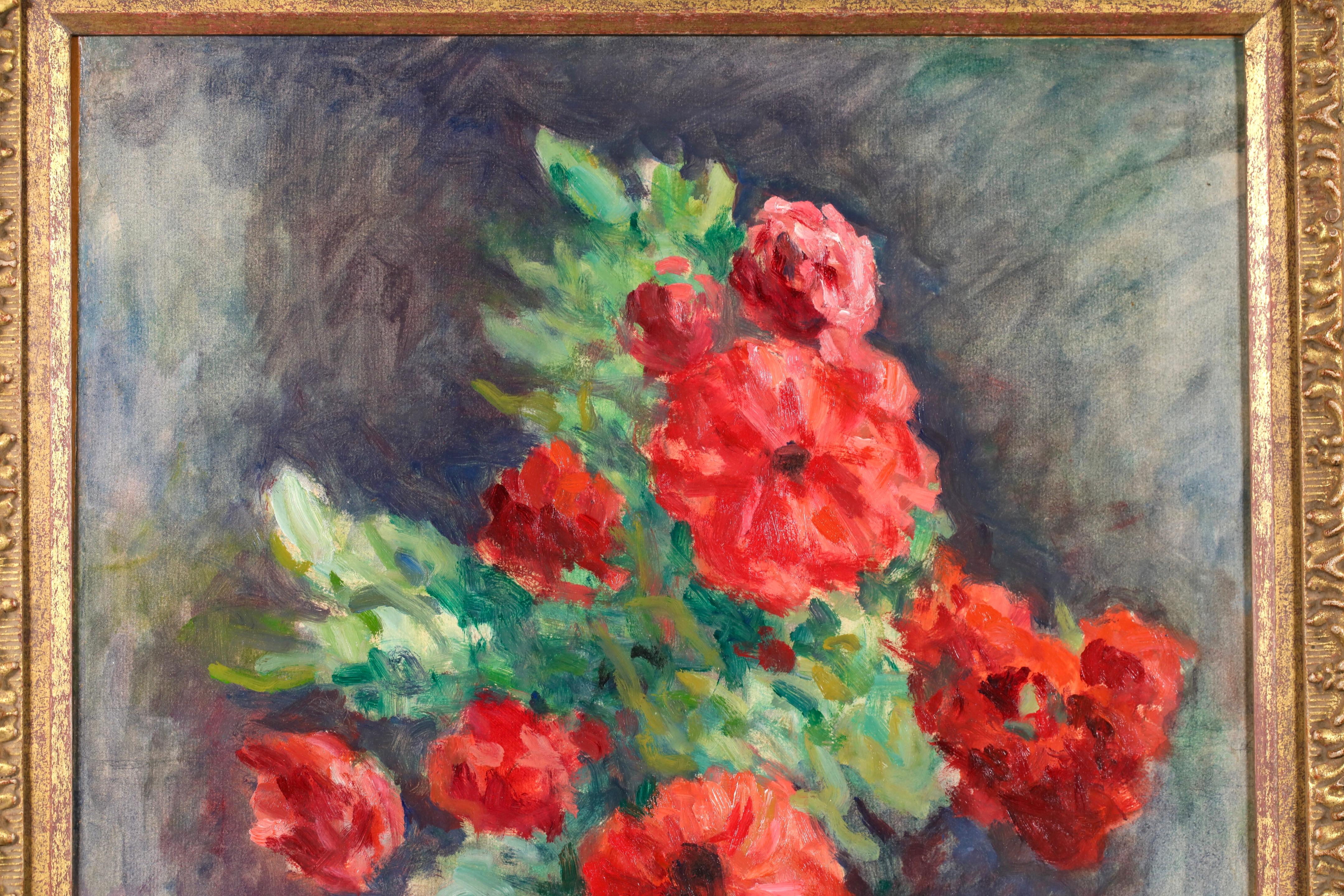 Papaveri in vaso - Natura morta impressionista dipinta a olio da Maximillien Luce in vendita 3