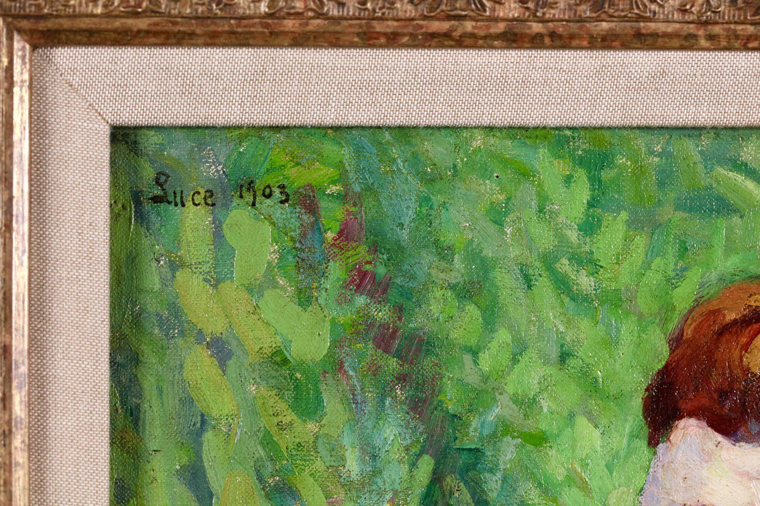 Portrait de Madame Luce - Ritratto ad olio post impressionista di Maximilien Luce in vendita 10