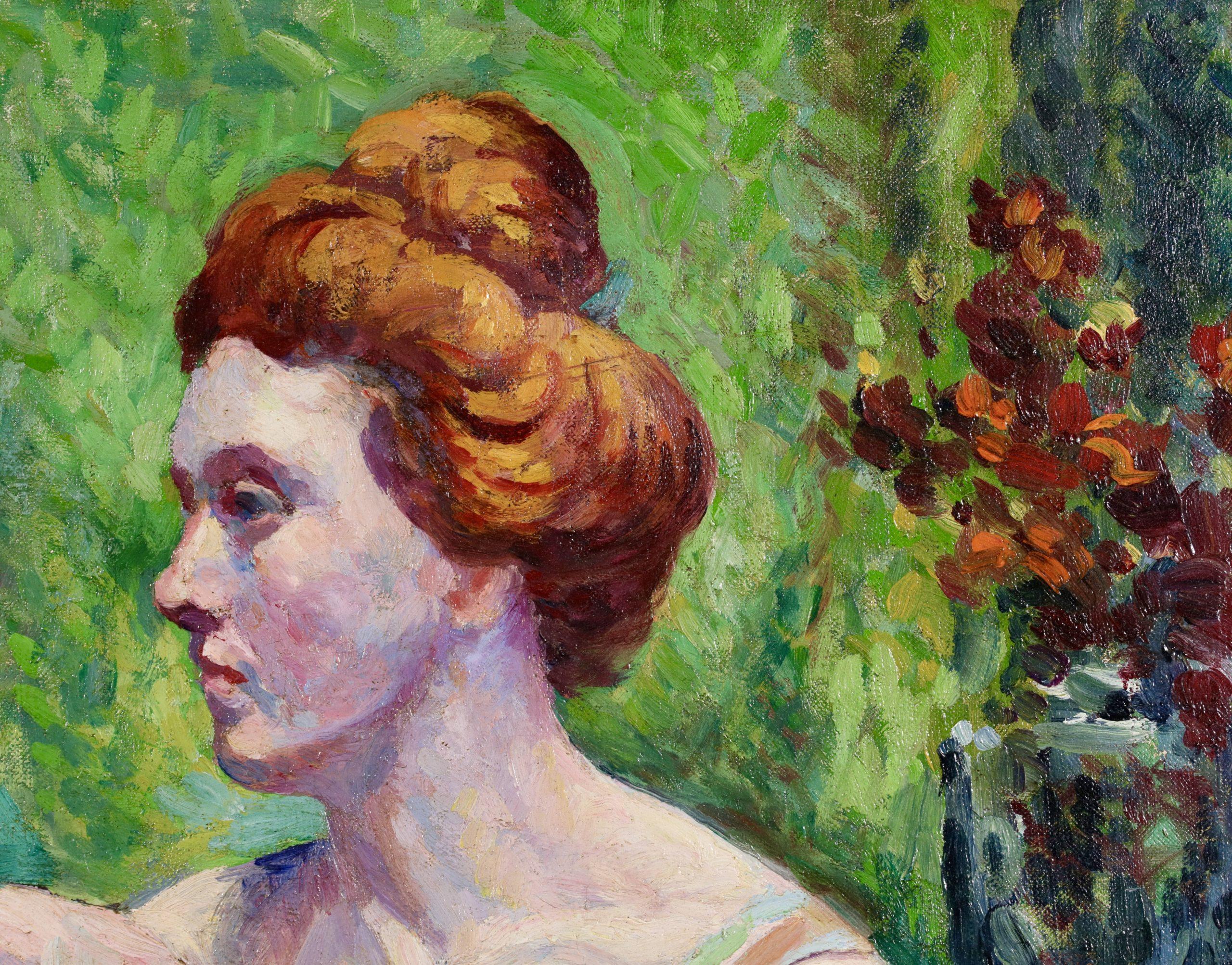 Portrait de Madame Luce - Ritratto ad olio post impressionista di Maximilien Luce in vendita 2
