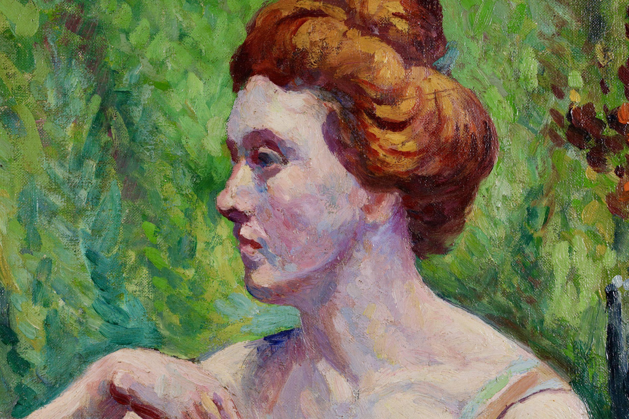 Portrait de Madame Luce - Ritratto ad olio post impressionista di Maximilien Luce in vendita 8