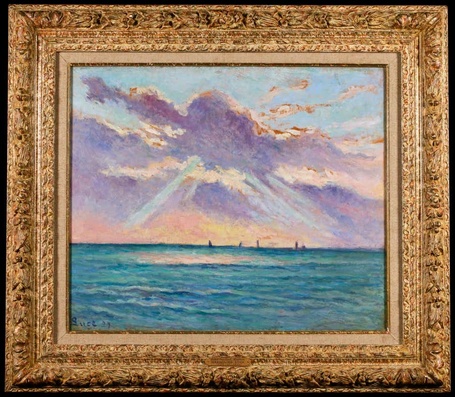 Soleil Couchant - Honfleur - Impressionist Seascape Oil by Maximillien Luce