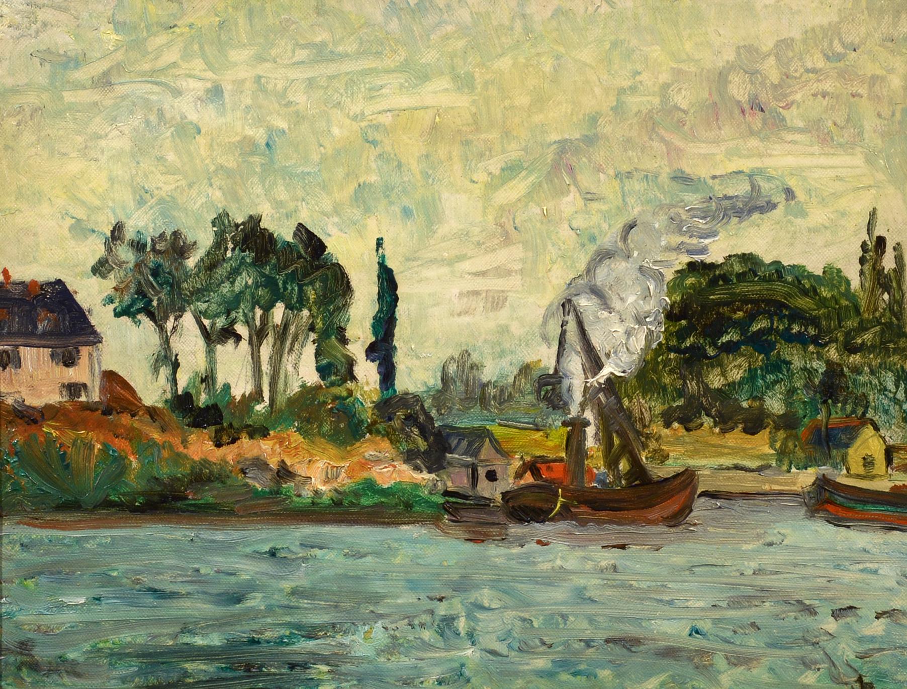 "Tugboats Working Along the River," French Post Impressionist, Pissarro, Signac