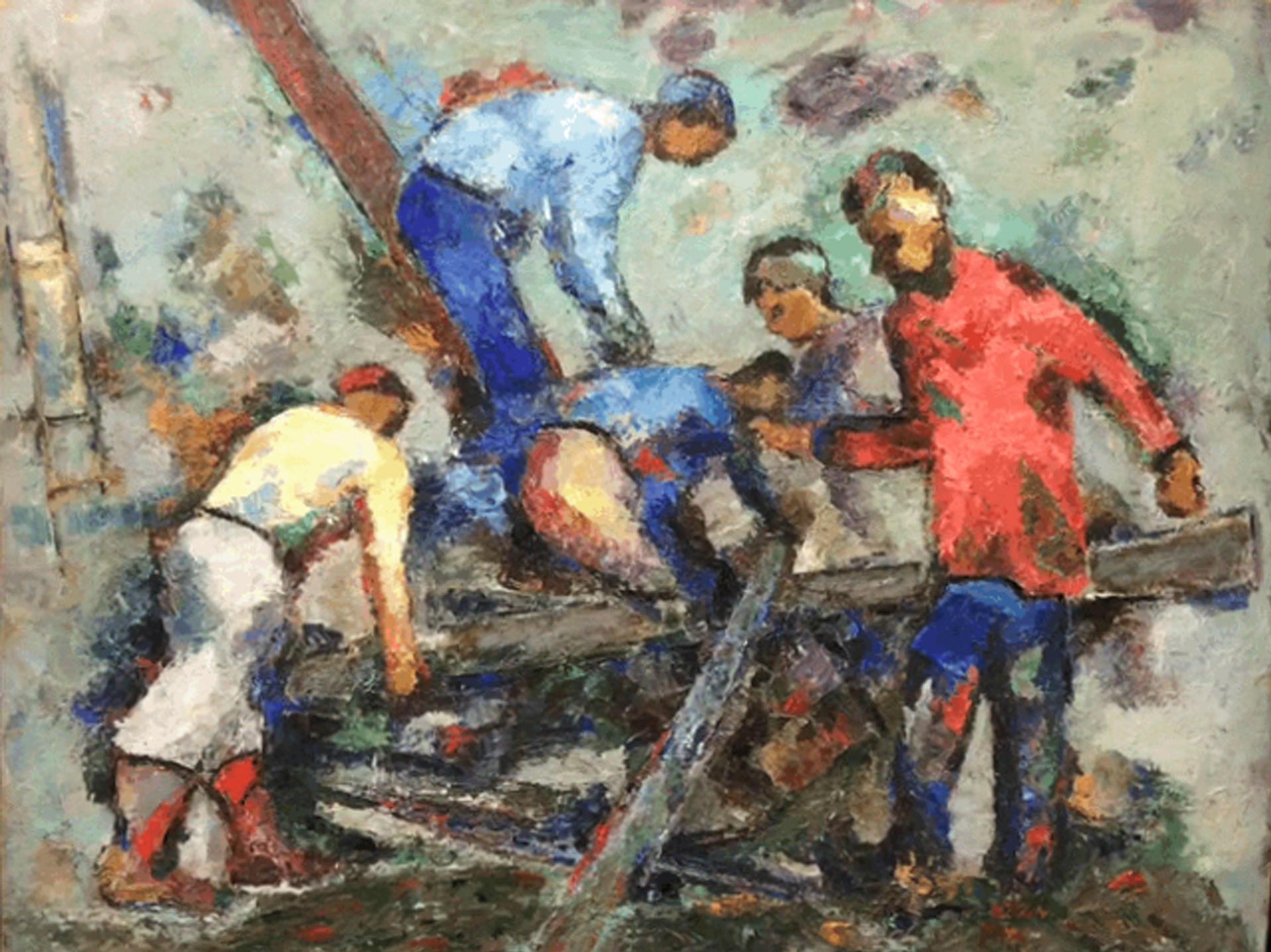 Maximilien Luce Figurative Painting - Workers and fishers