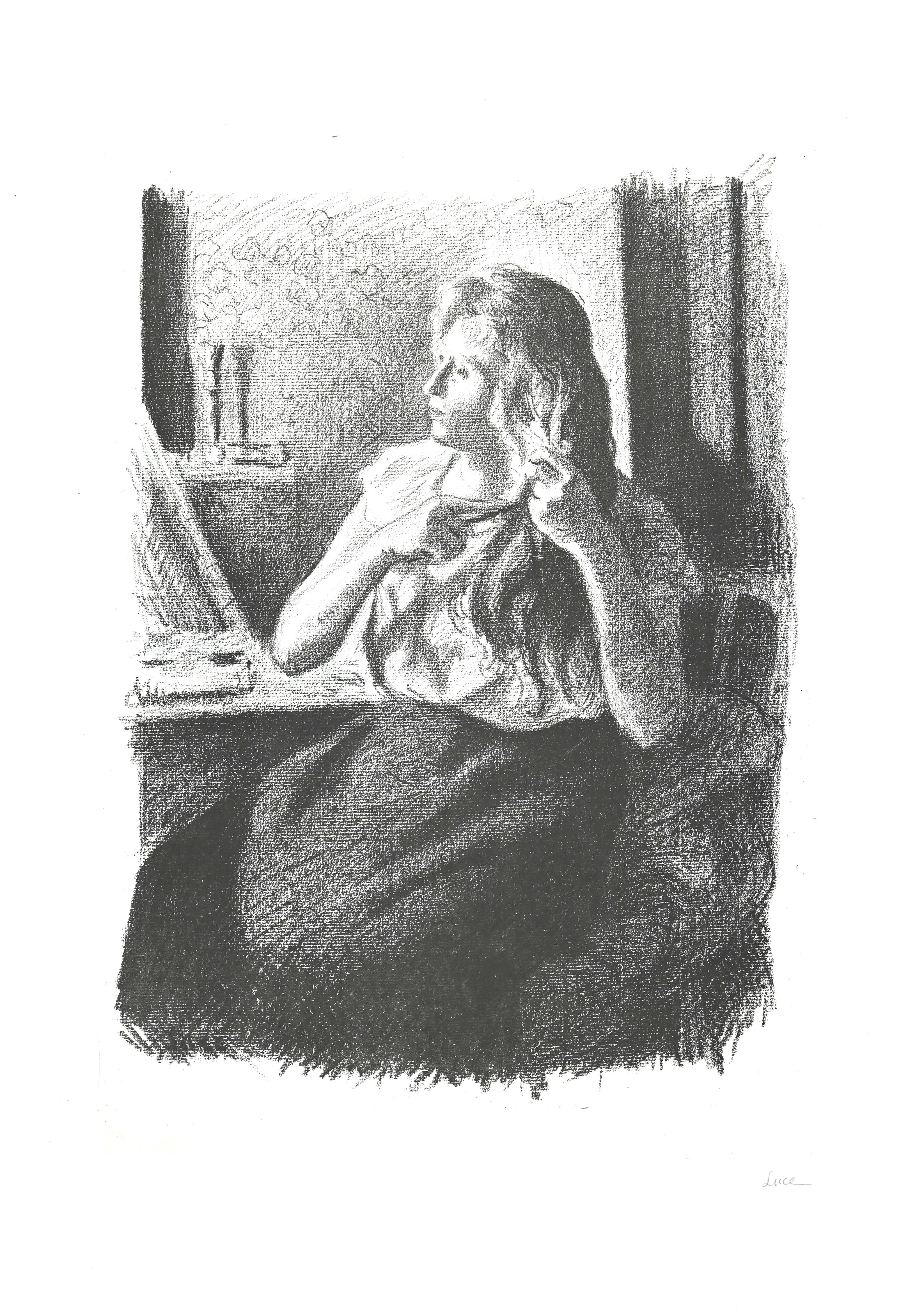 Maximilien Luce - Femme se Coiffant - Transfer Lithograph by Maximilien  Luce - 1890s at 1stDibs