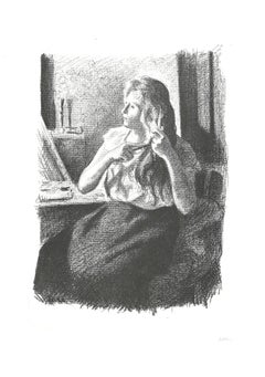 Femme se Coiffant - Transfer Lithograph by Maximilien Luce  - 1890s