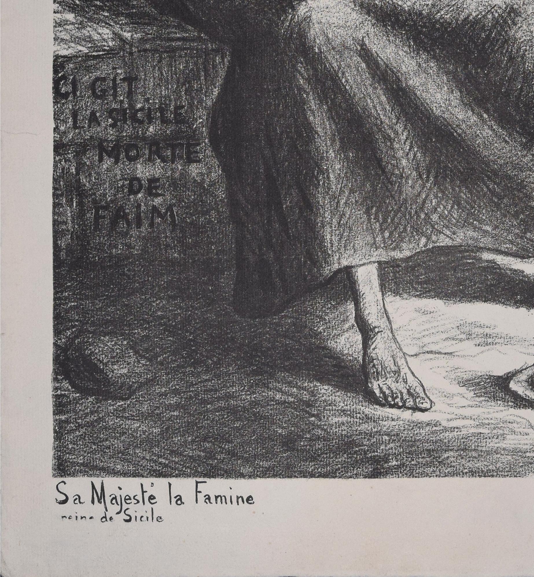 Sa Majesté la famine is a beautiful black and white lithograph realized in 1898 by the French artist, Maximilien Luce.

Signed and dated on plate on lower right margin 