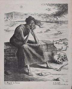 Sa Majest la Famine – Originallithographie von Maximilien Luce – 1898