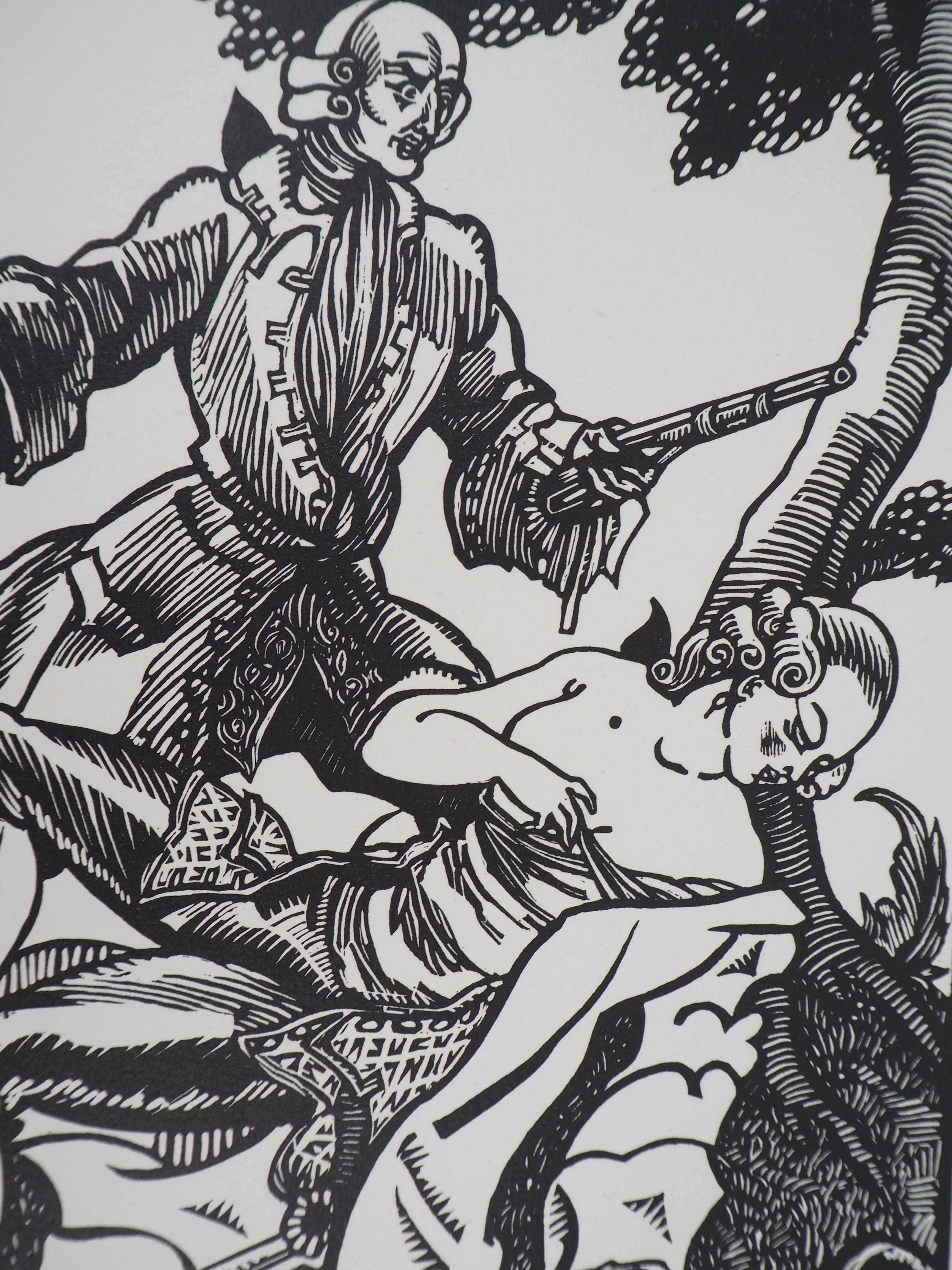 Bad Romance : The Duel - Original wooodcut, Handsigned & numbered /160 - Modern Print by Maximilien Vox
