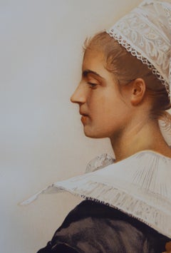 Woman with a Lace Headdress - Original lithograph, 1898