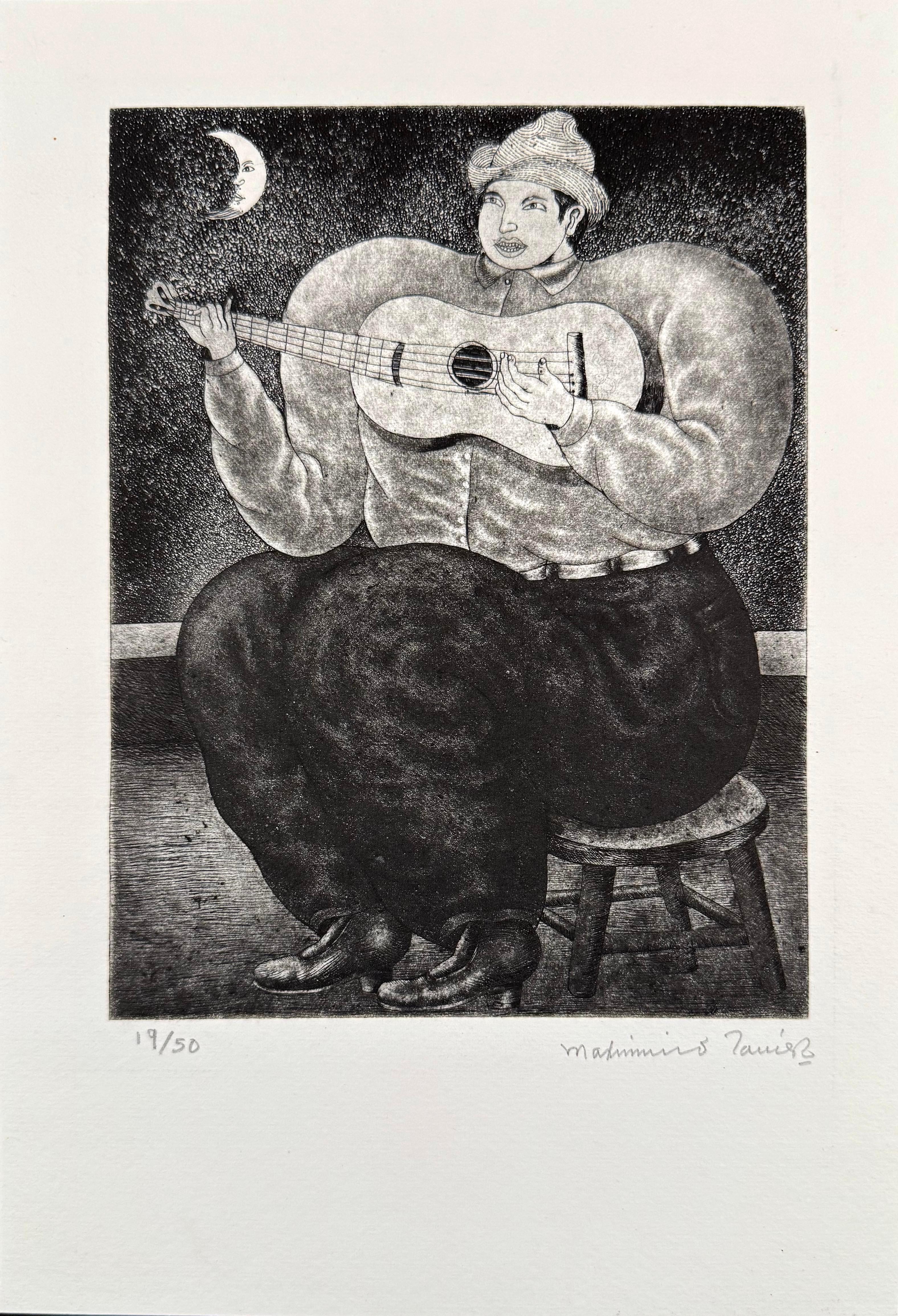 El Guitarrista - Print Contemporáneo de Maximino Javier