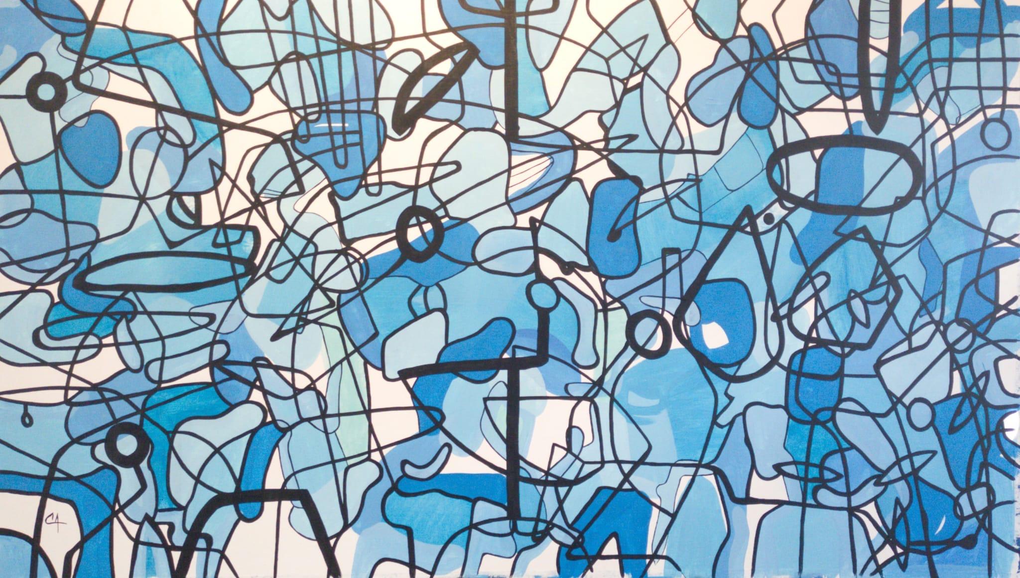 Caos y Orden Gran Abstracto Técnica Mixta Sobre Lienzo