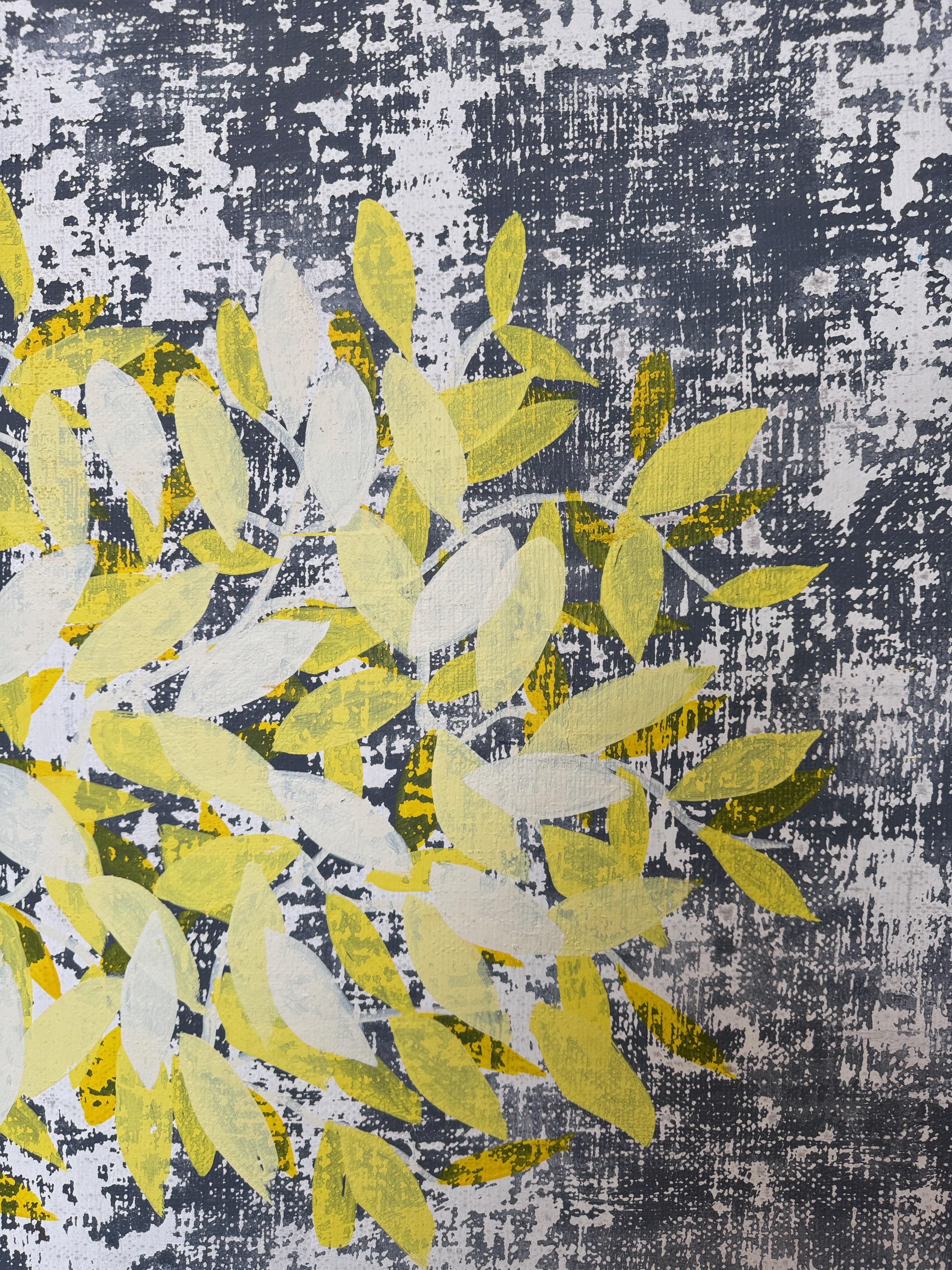 COCA Grande dipinto astratto grigio-giallo - Painting Astratto di Maximo Caminero