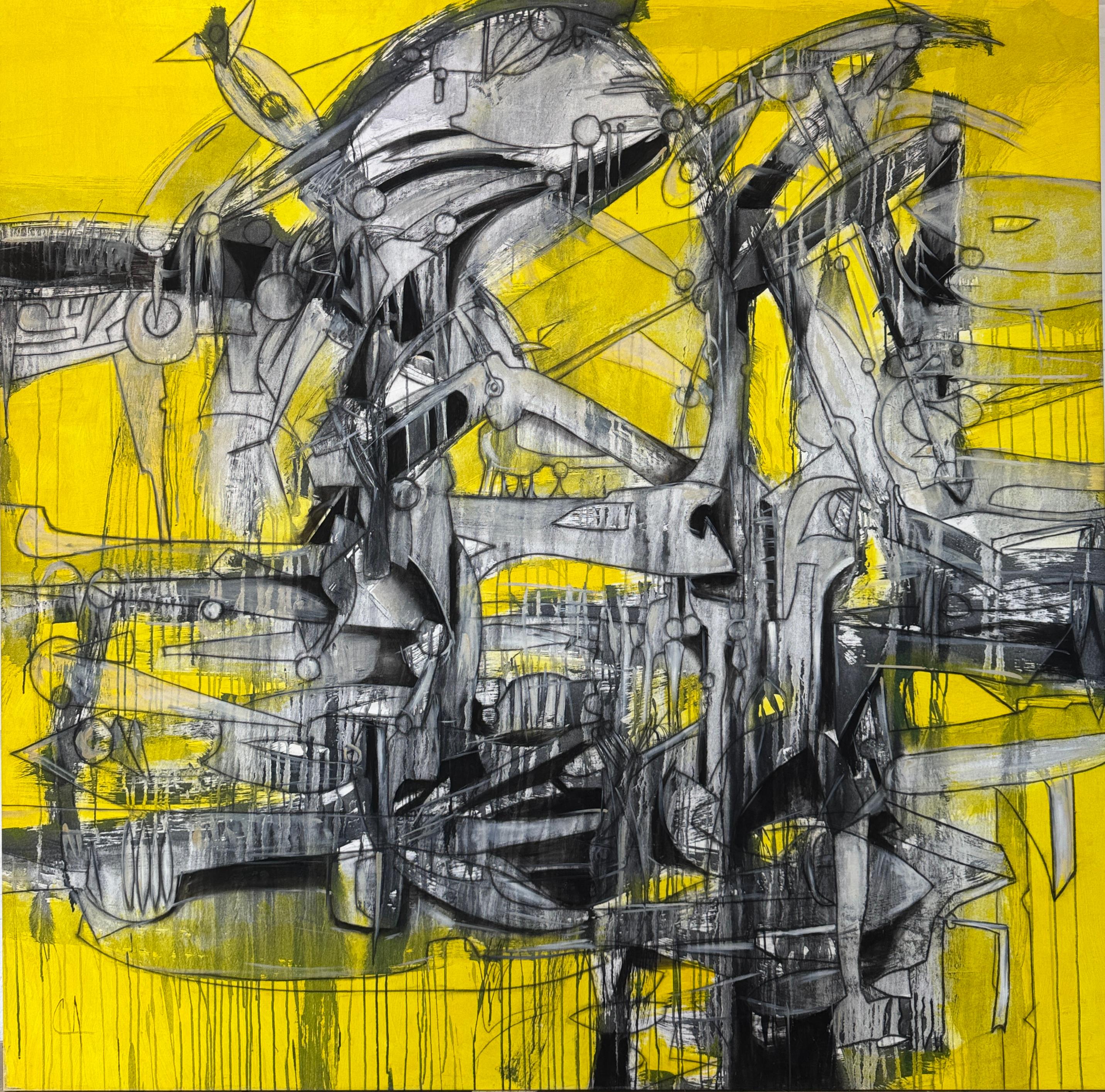 Abstract Painting Maximo Caminero - Leviatan 2017 Grande toile