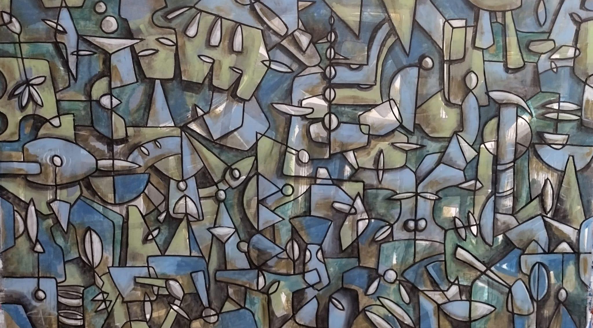 Where Are You Abstract Mixed Media Painting on Canvas