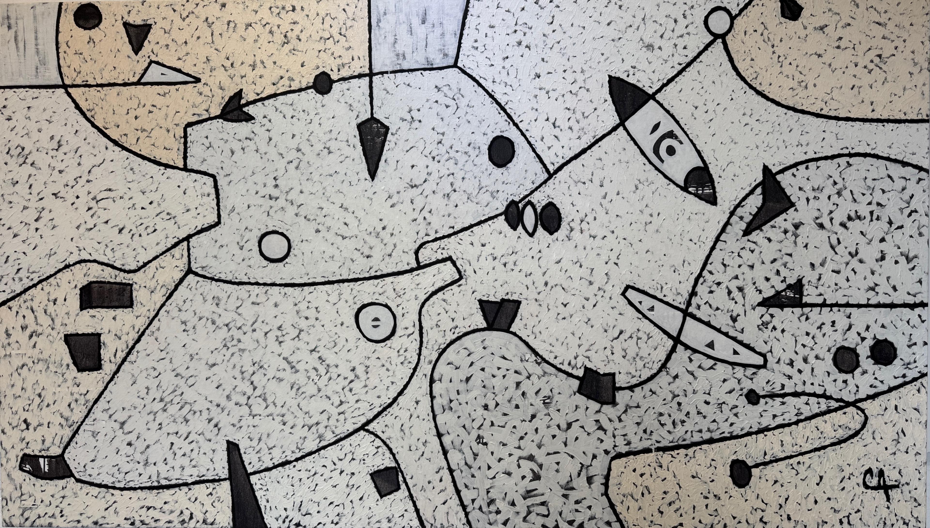 Abstract Painting di Maximo Caminero - Ali di colibrì Olio astratto su tela di grandi dimensioni