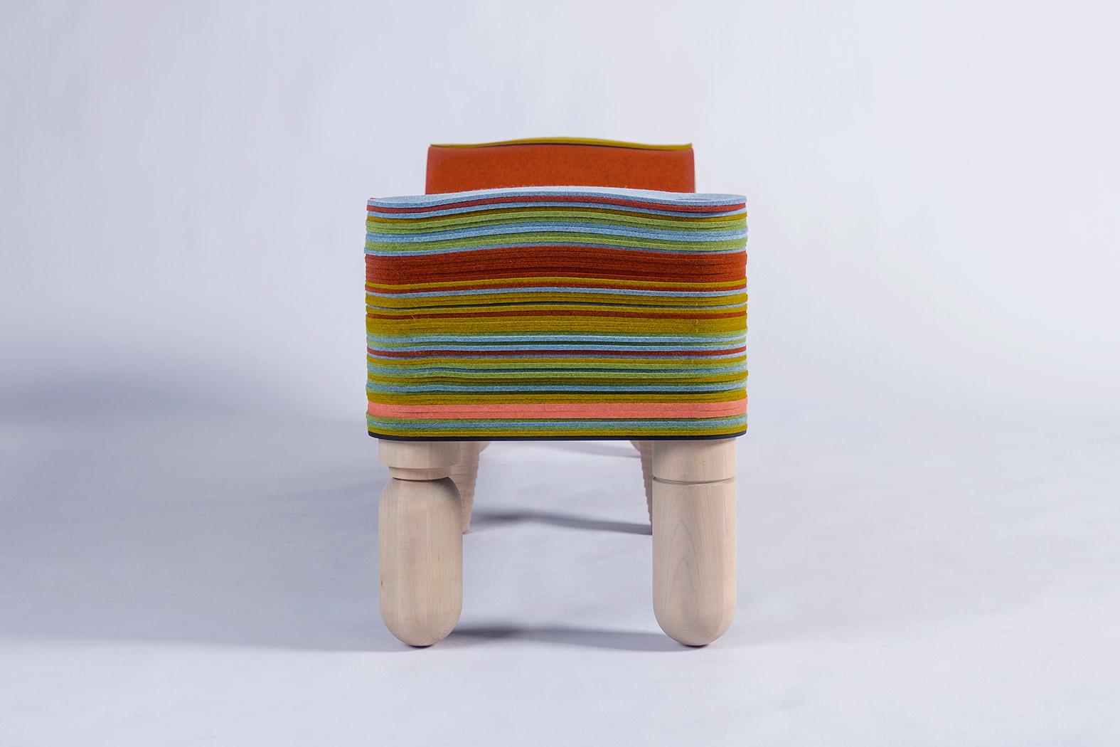 Maxine B, Felt and Wood Bench, Benoist F. Drut in STACKABL, Canada, 2021 For Sale 2