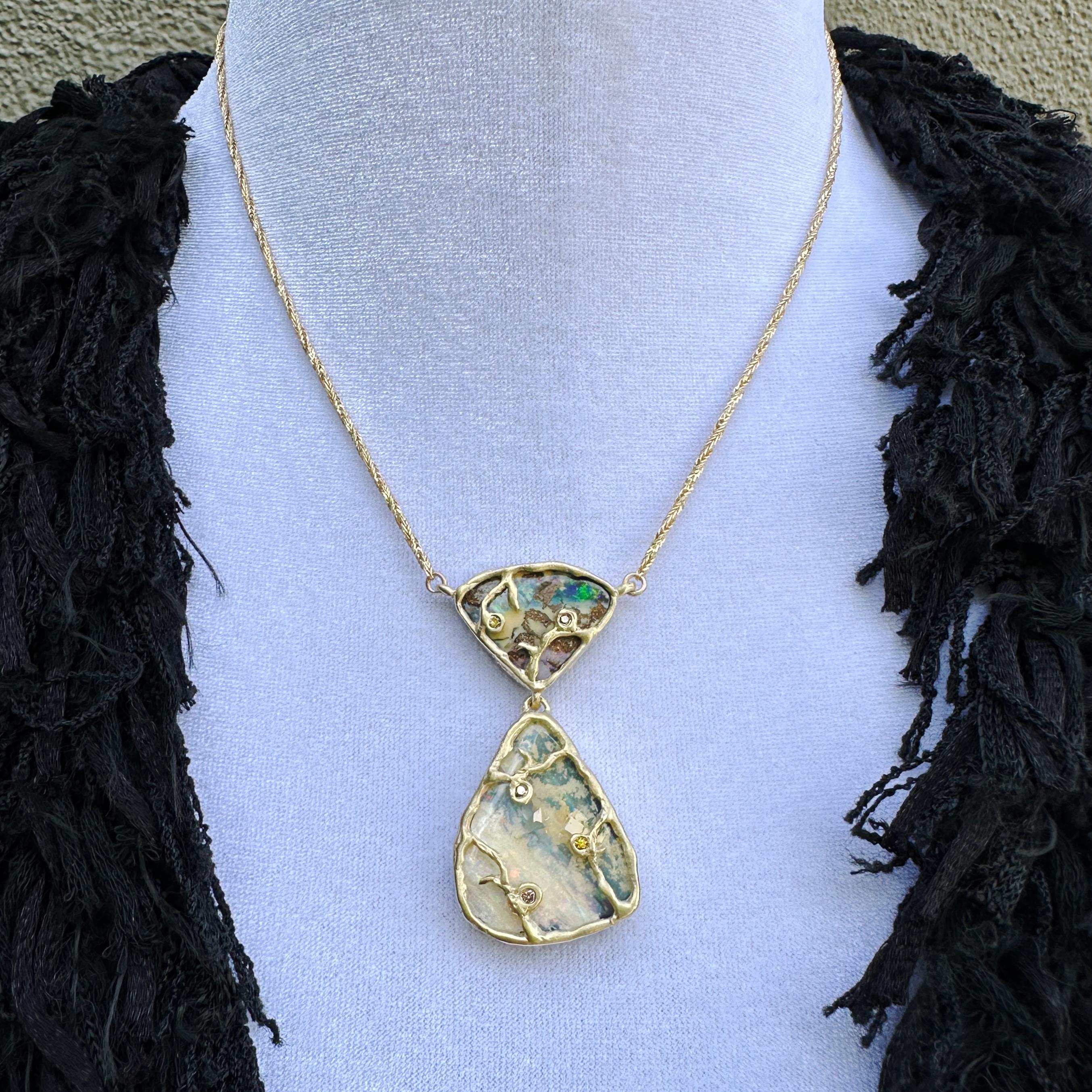 Contemporaneo Collana con ciondolo Boulder Opal 