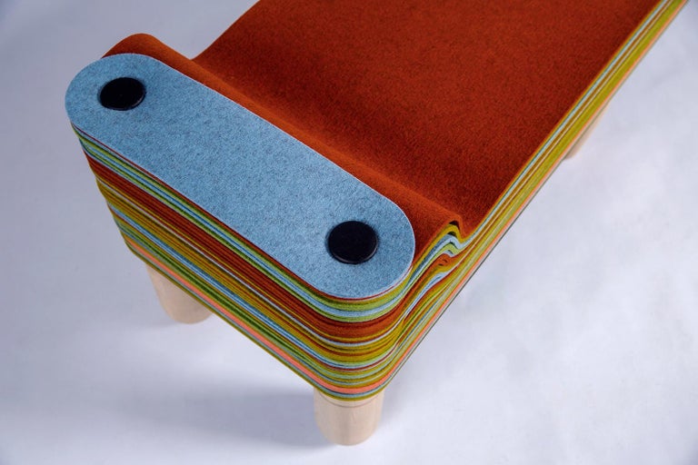 Maxine C, Felt and Wood Bench, Benoist F. Drut in Stackabl, Canada 2021 For Sale 5