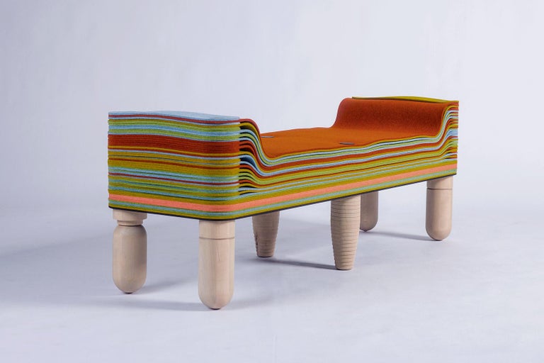 Canadian Maxine C, Felt and Wood Bench, Benoist F. Drut in Stackabl, Canada 2021 For Sale