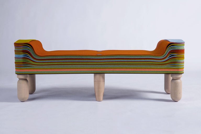 Maxine C, Felt and Wood Bench, Benoist F. Drut in Stackabl, Canada 2021 For Sale 1
