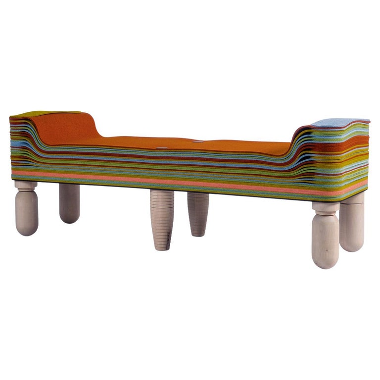 Maxine C, Felt and Wood Bench, Benoist F. Drut in Stackabl, Canada 2021 For Sale