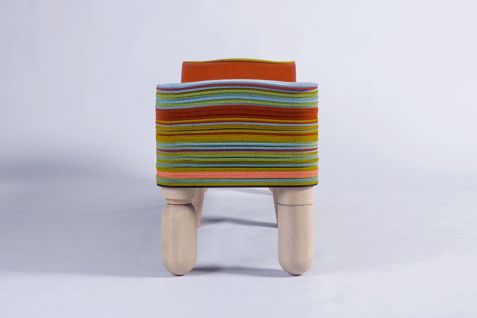 Maxine D, Felt and Wood Bench, Benoist F. Drut in STACKABL, Canada, 2021 For Sale 3