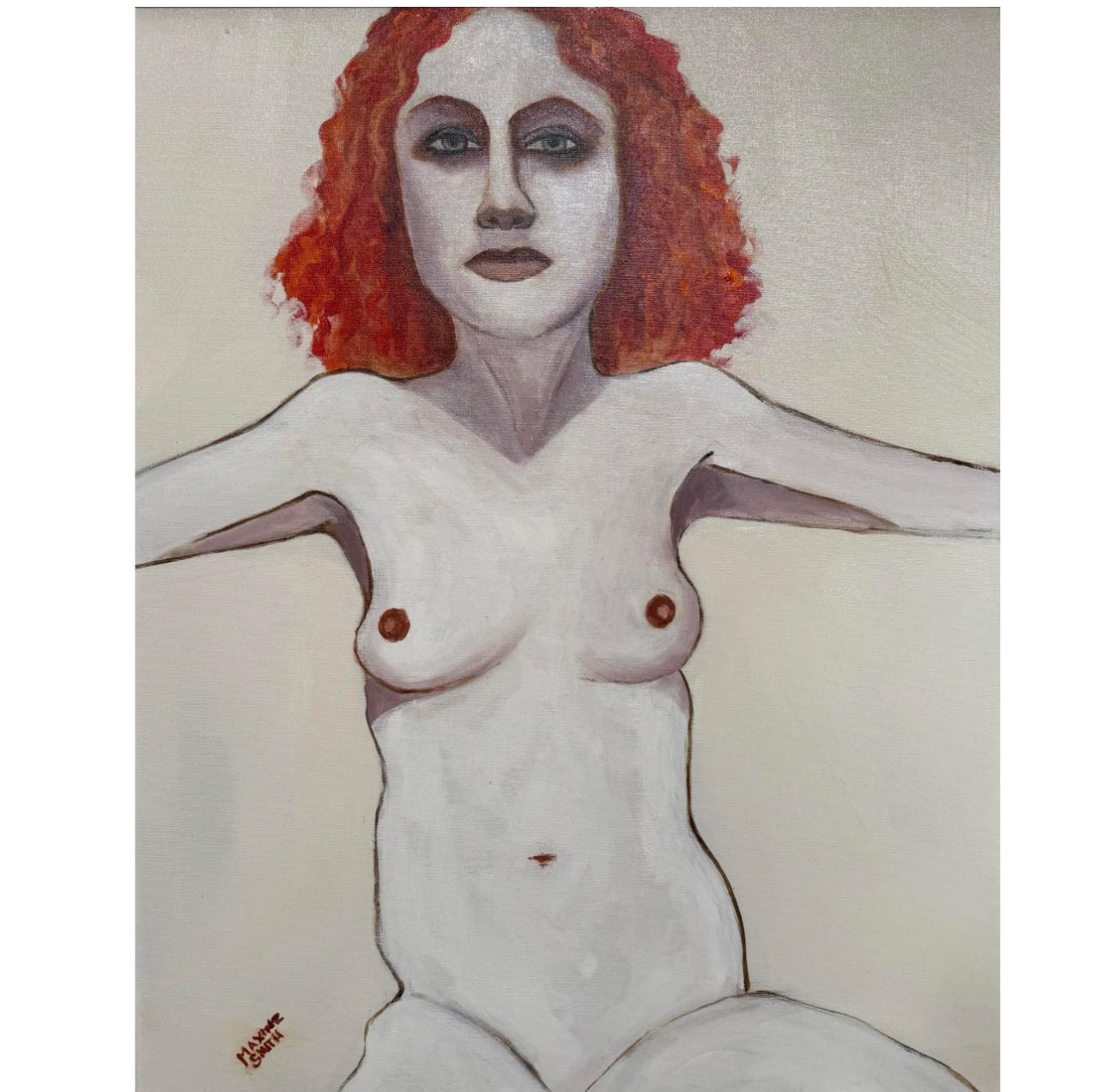 American Maxine Smith Female Nude Expressionist Portrait Oil Painting For Sale