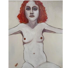 Maxine Smith Female Nude Expressionist Portrait Oil Painting