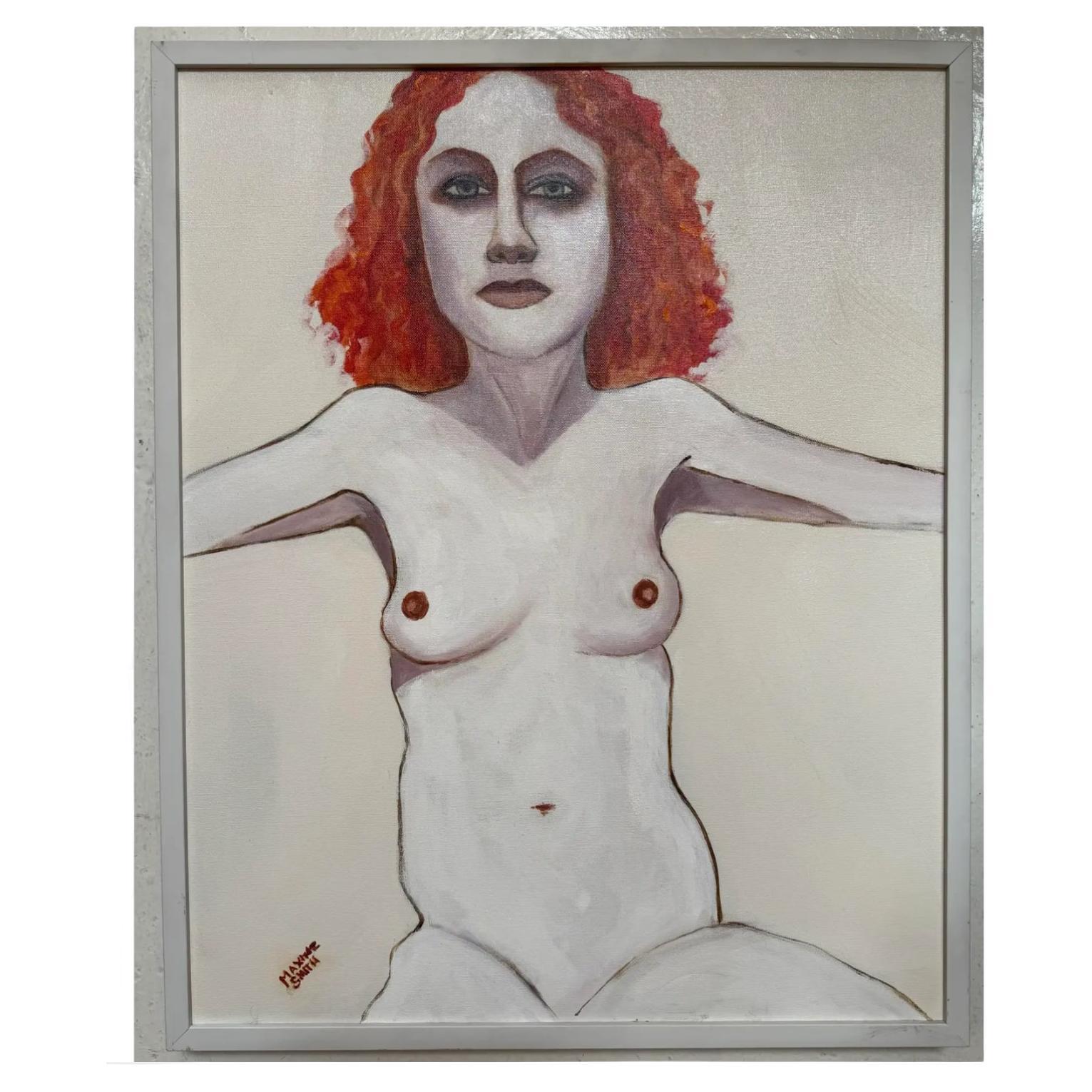 Maxine Smith Female Nude Expressionist Portrait Oil Painting For Sale