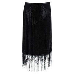MaxMara Black Sequin Fringed Skirt