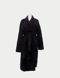 MaxMara Black Wool Wrap Coat with Belt - US 6 / EU 38