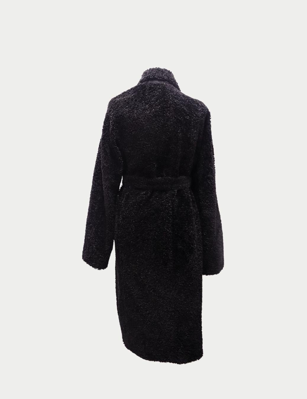 MaxMara Schwarzer Woll-Wickelmantel mit Gürtel - US 6 / EU 38 Damen im Angebot