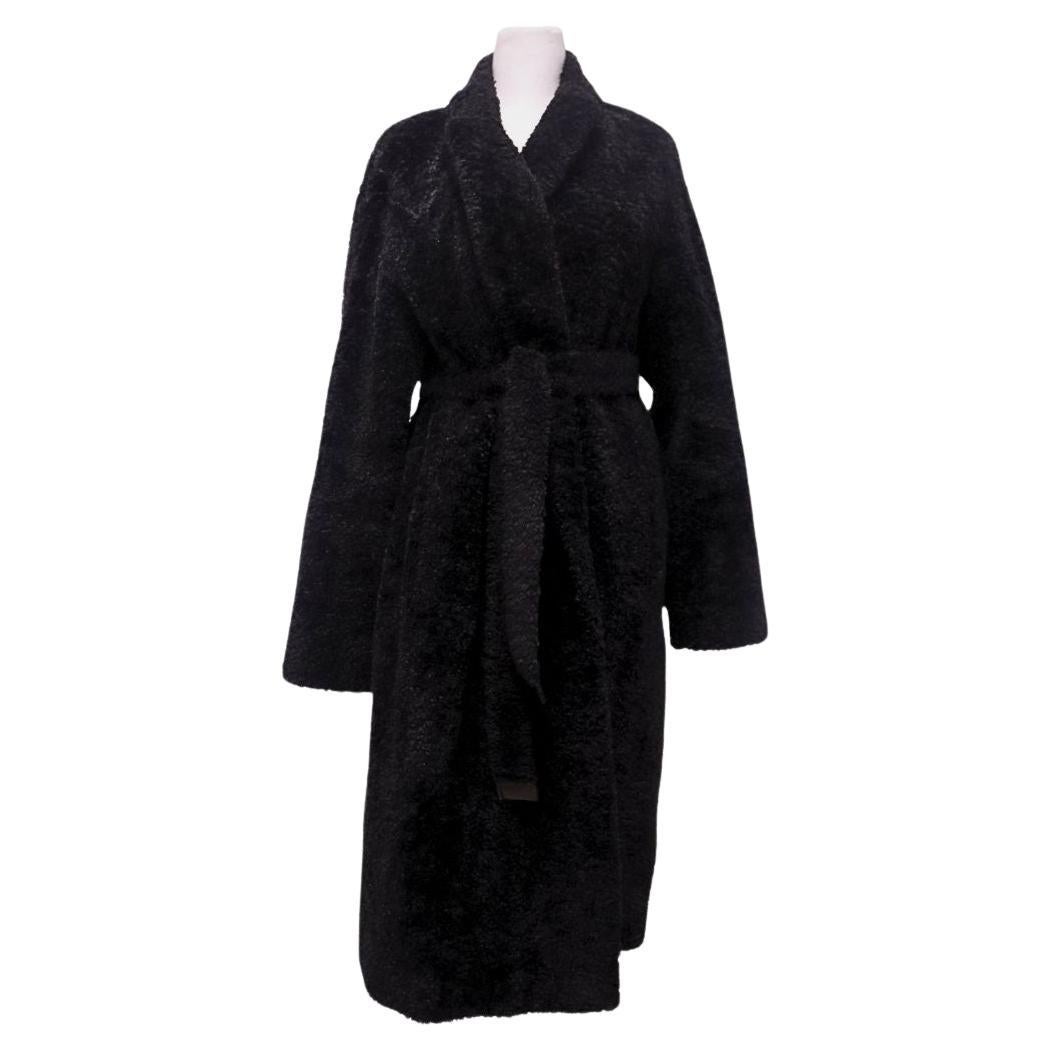 MaxMara Schwarzer Woll-Wickelmantel mit Gürtel - US 6 / EU 38 im Angebot