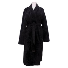 MaxMara Schwarzer Woll-Wickelmantel mit Gürtel - US 6 / EU 38