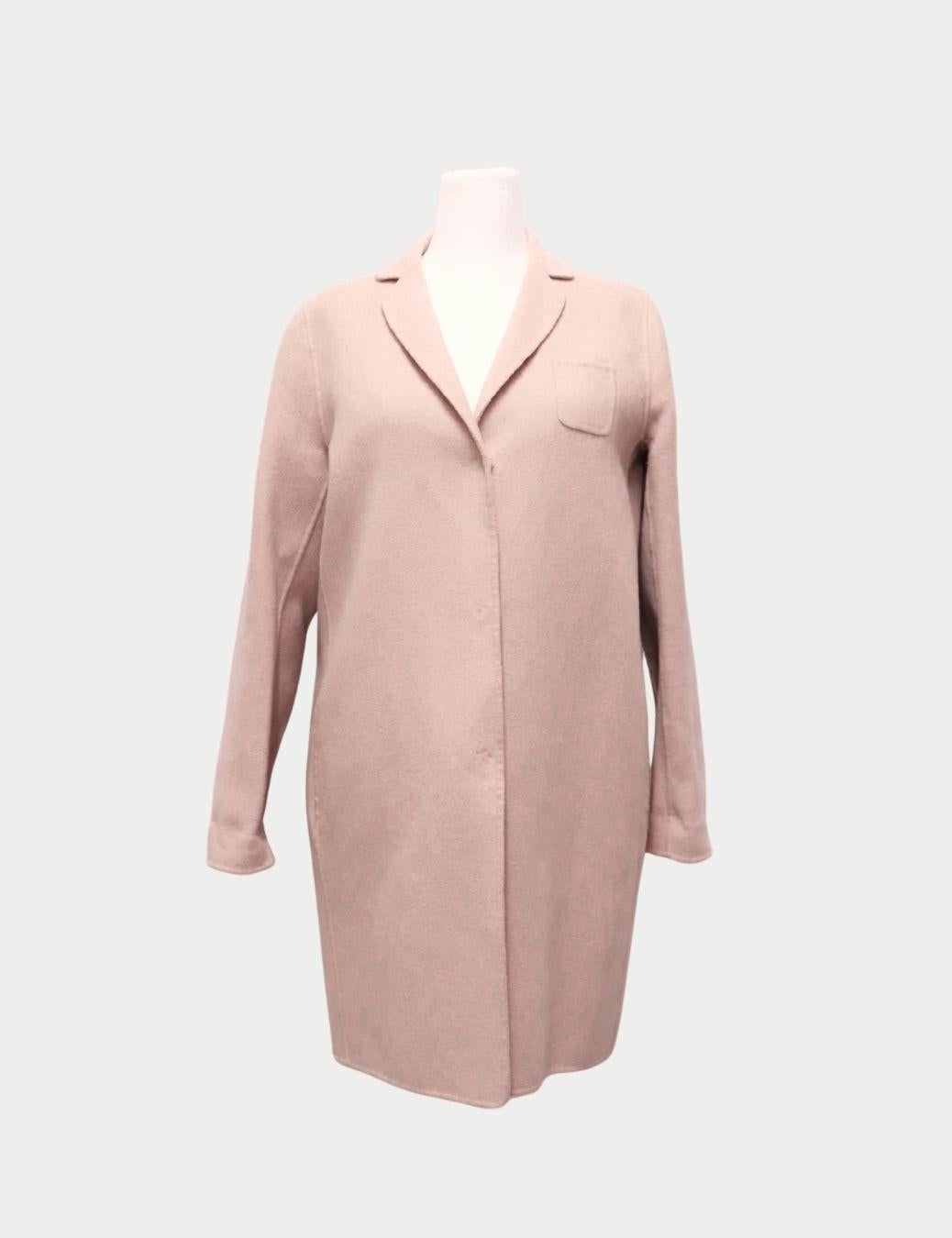 MaxMara Blush Wollmantel mit Kerbe am Revers und Knopfverschluss - US 8 / EU 40 (Beige) im Angebot