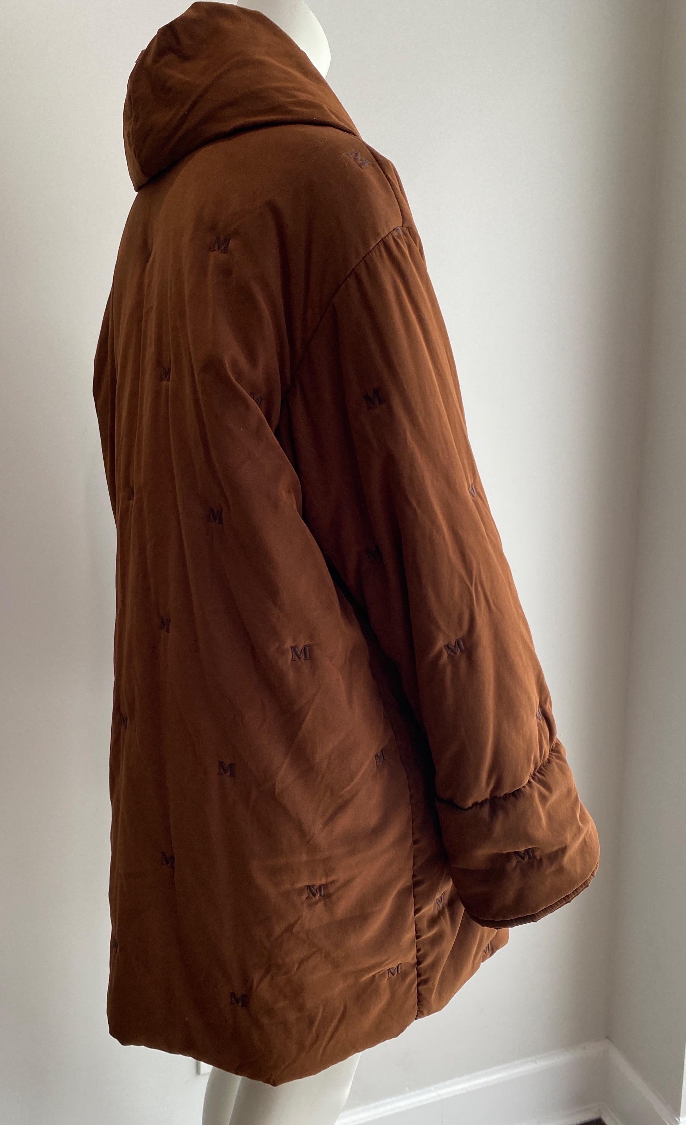 Maxmara Brown 1990's oversized puffer jacket - size 6 1