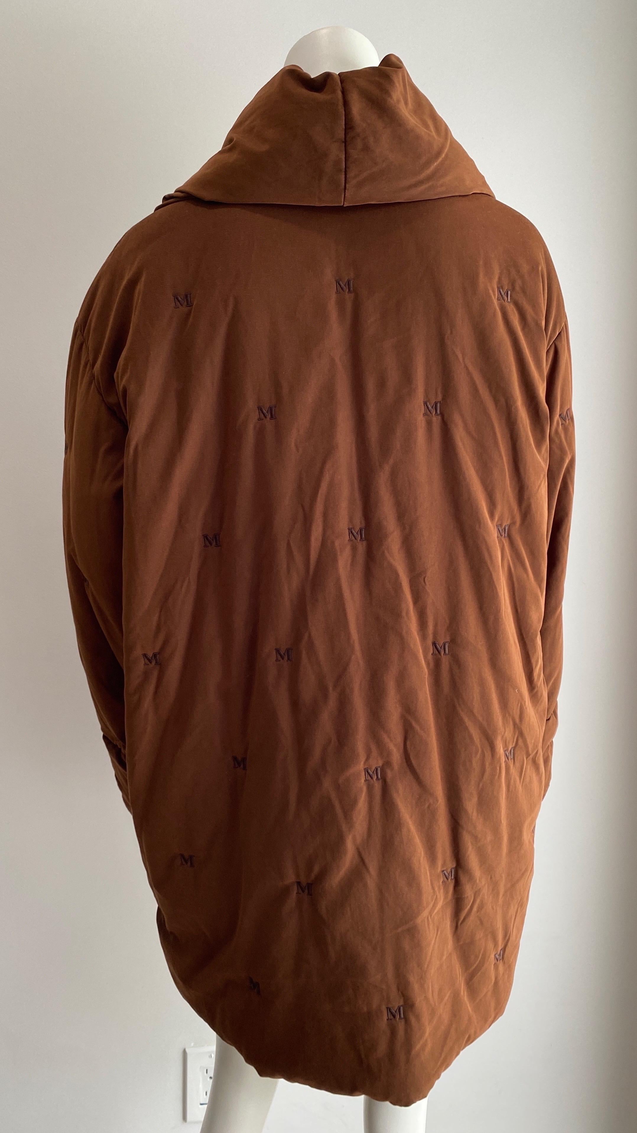 Maxmara Brown 1990's oversized puffer jacket - size 6 2