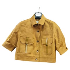 MaxMara Italian Cotton Canvas cropped Jacket Tobacco colour