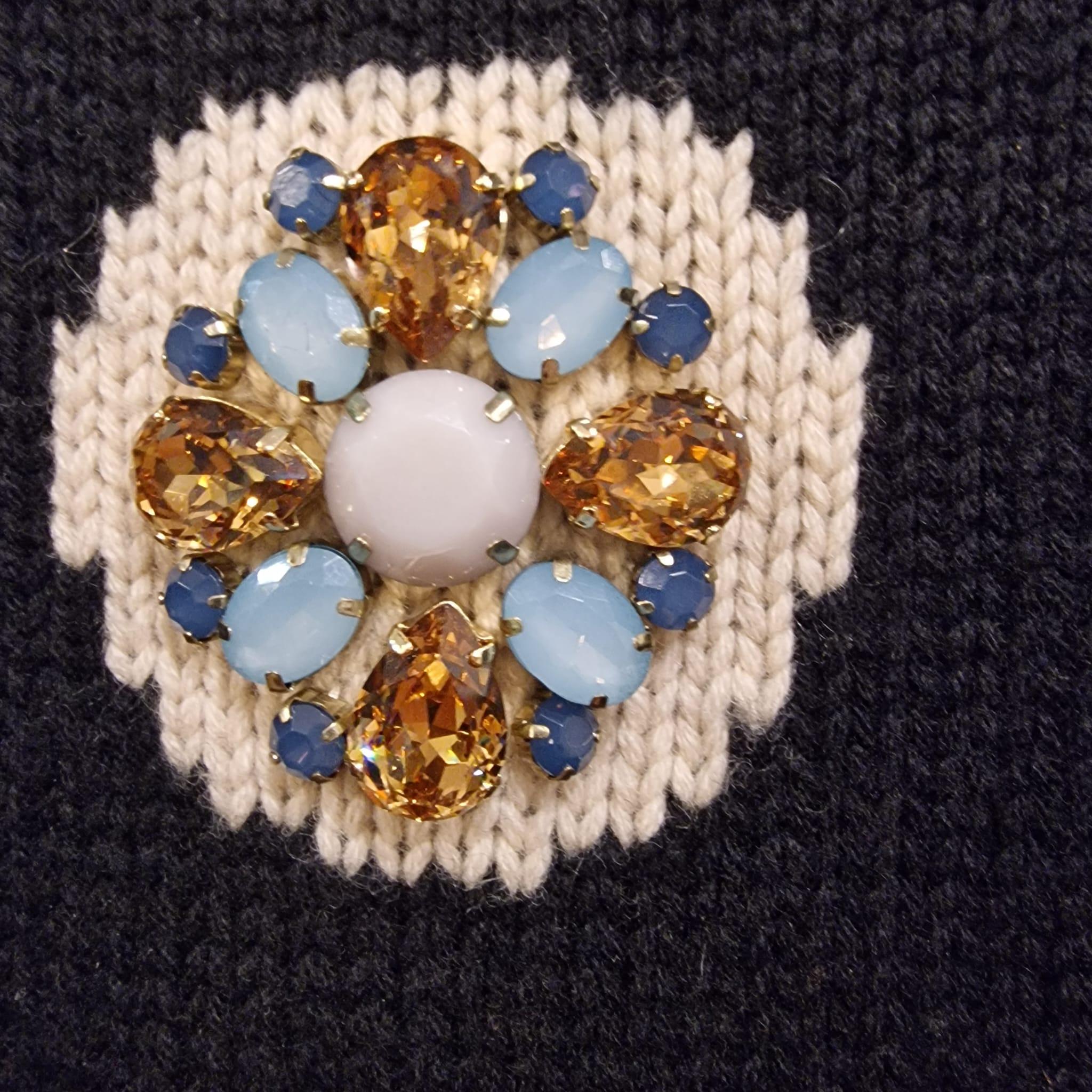 Maxmara Italie tricot noir pierres colorées  robe de la maison de couture italienne Maxmara en vente 8