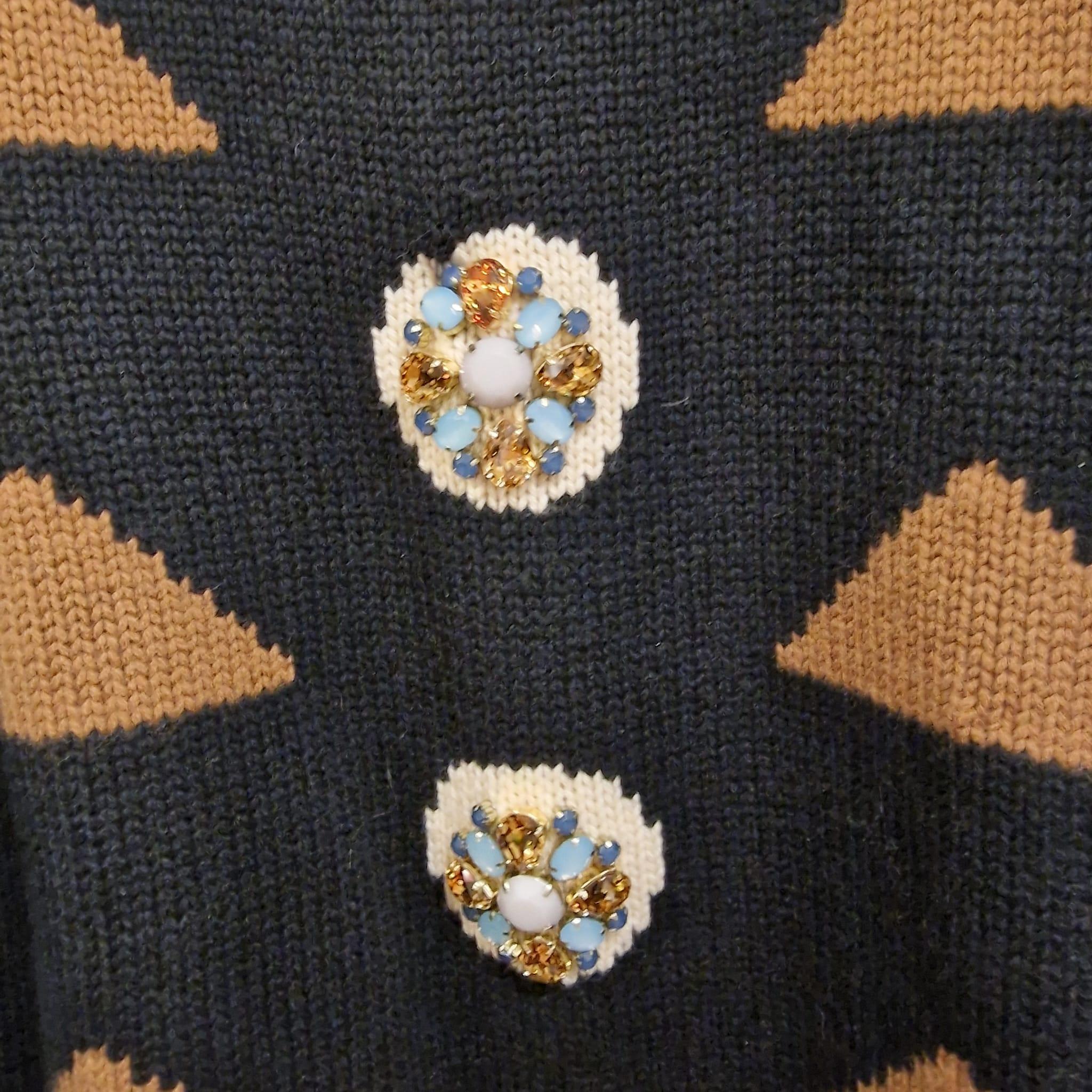 Maxmara Italie tricot noir pierres colorées  robe de la maison de couture italienne Maxmara en vente 9