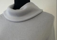 MaxMara Leisure Lorena Off the Shoulder Ribbed Wool Sweater XS Medium Grey Blue