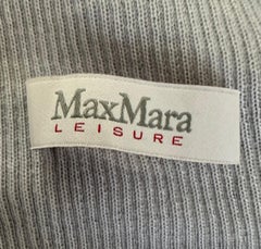 Maglione a coste in pura lana MaxMara Leisure Lorena, taglia XS, grigio-blu, con spalle scoperte e collo a imbuto
