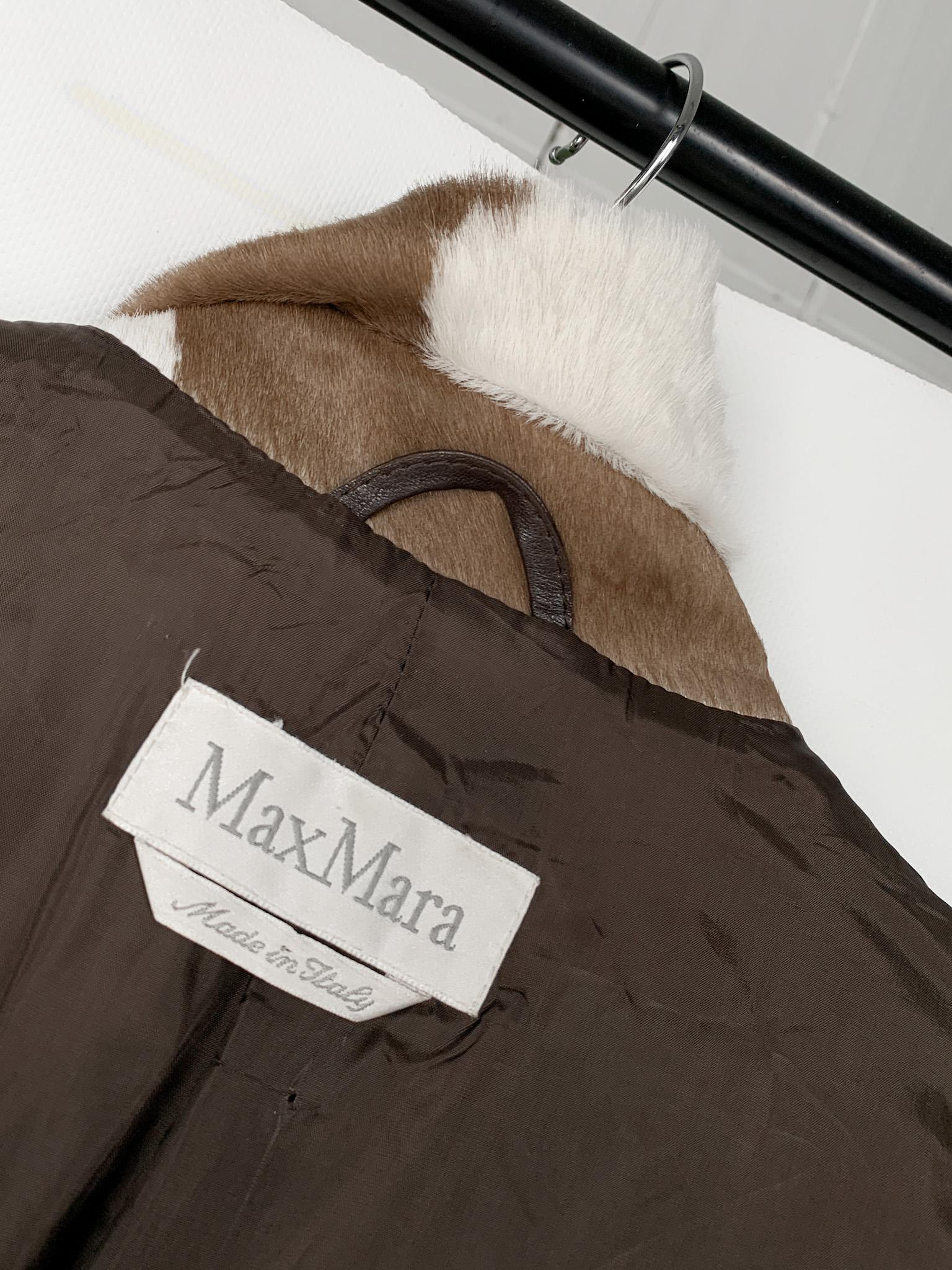 MaxMara runway Fall 2005 cow print calf hair leather long trench coat, sz Medium 9