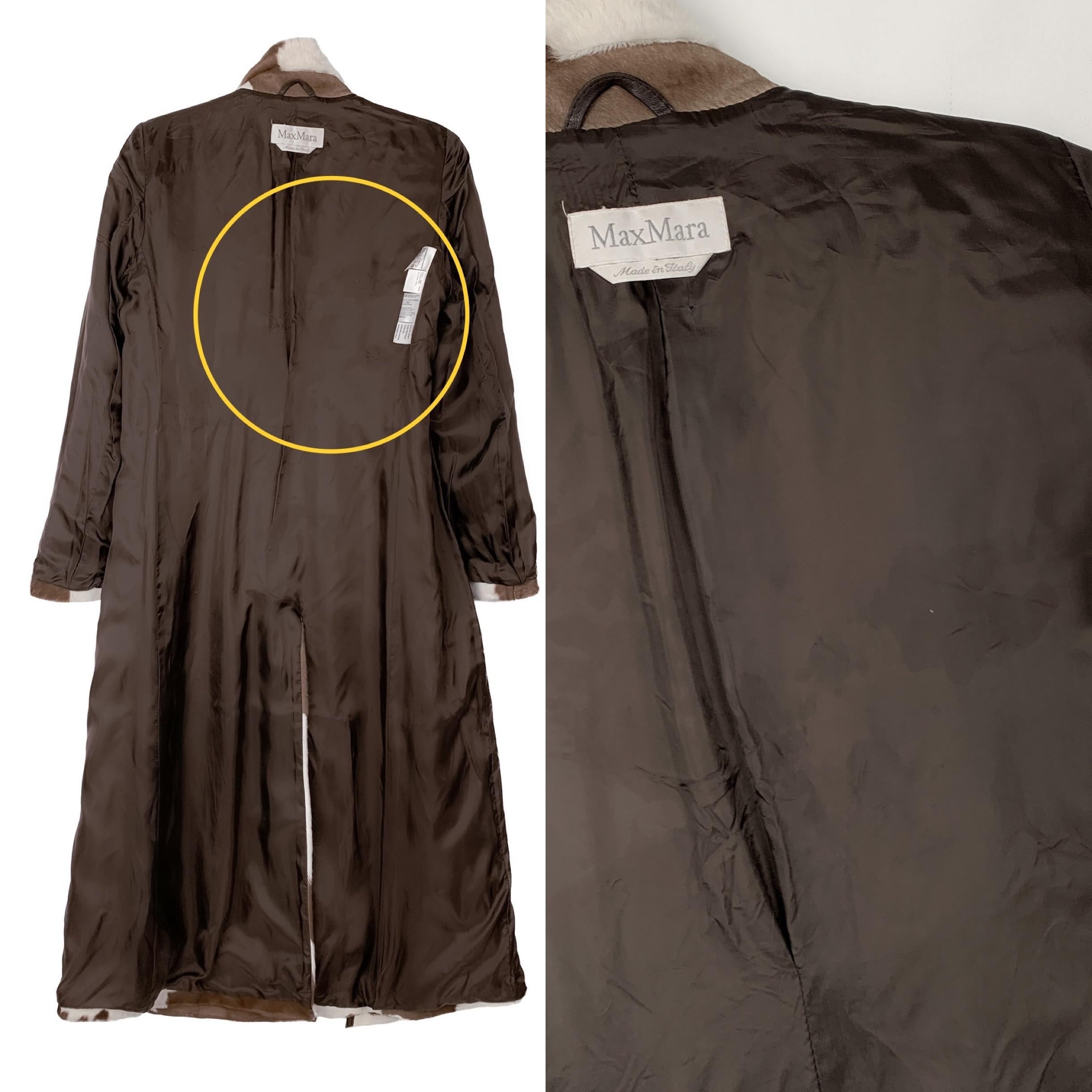 MaxMara runway Fall 2005 cow print calf hair leather long trench coat, sz Medium 11