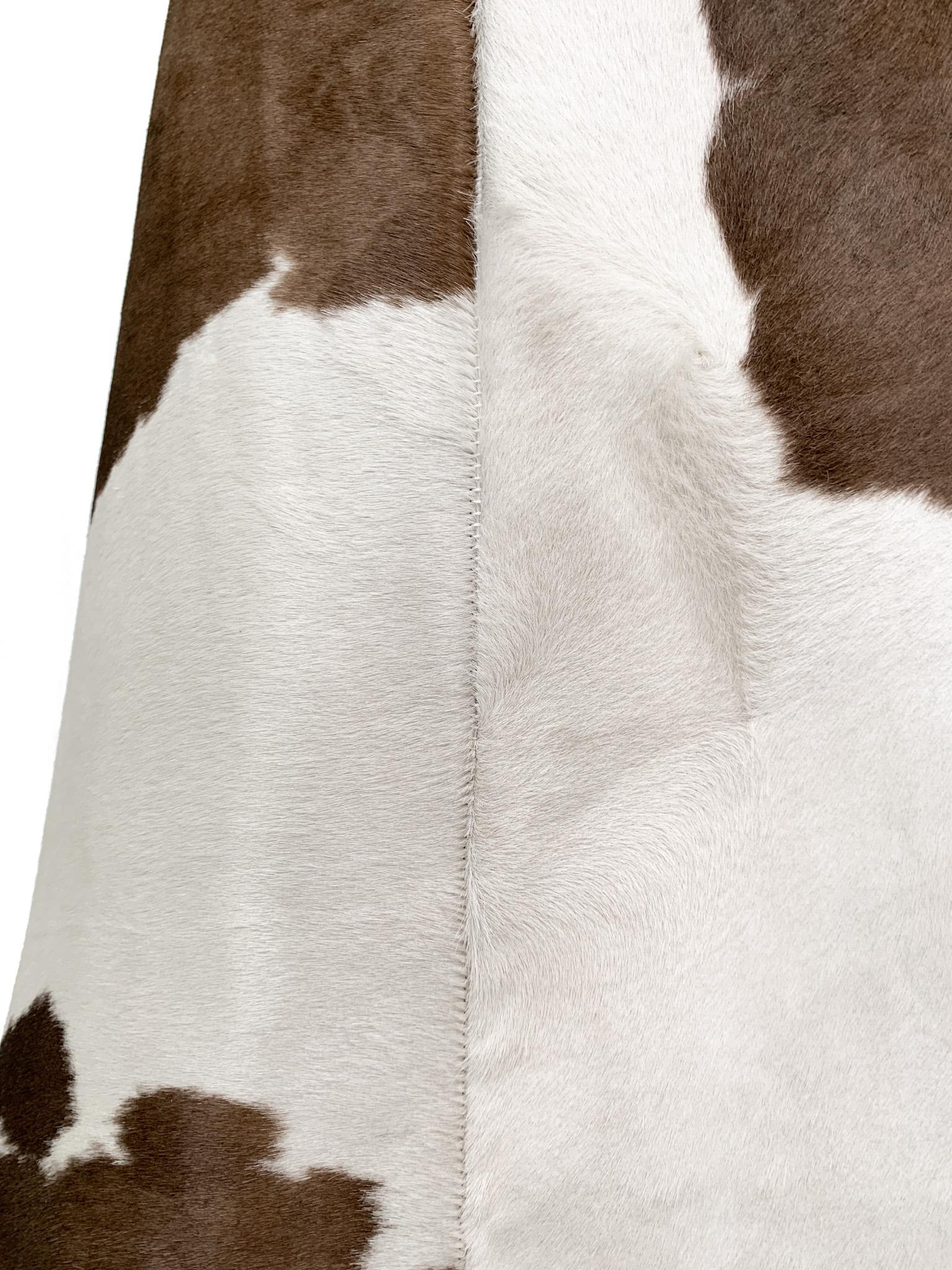 MaxMara runway Fall 2005 cow print calf hair leather long trench coat, sz Medium 14