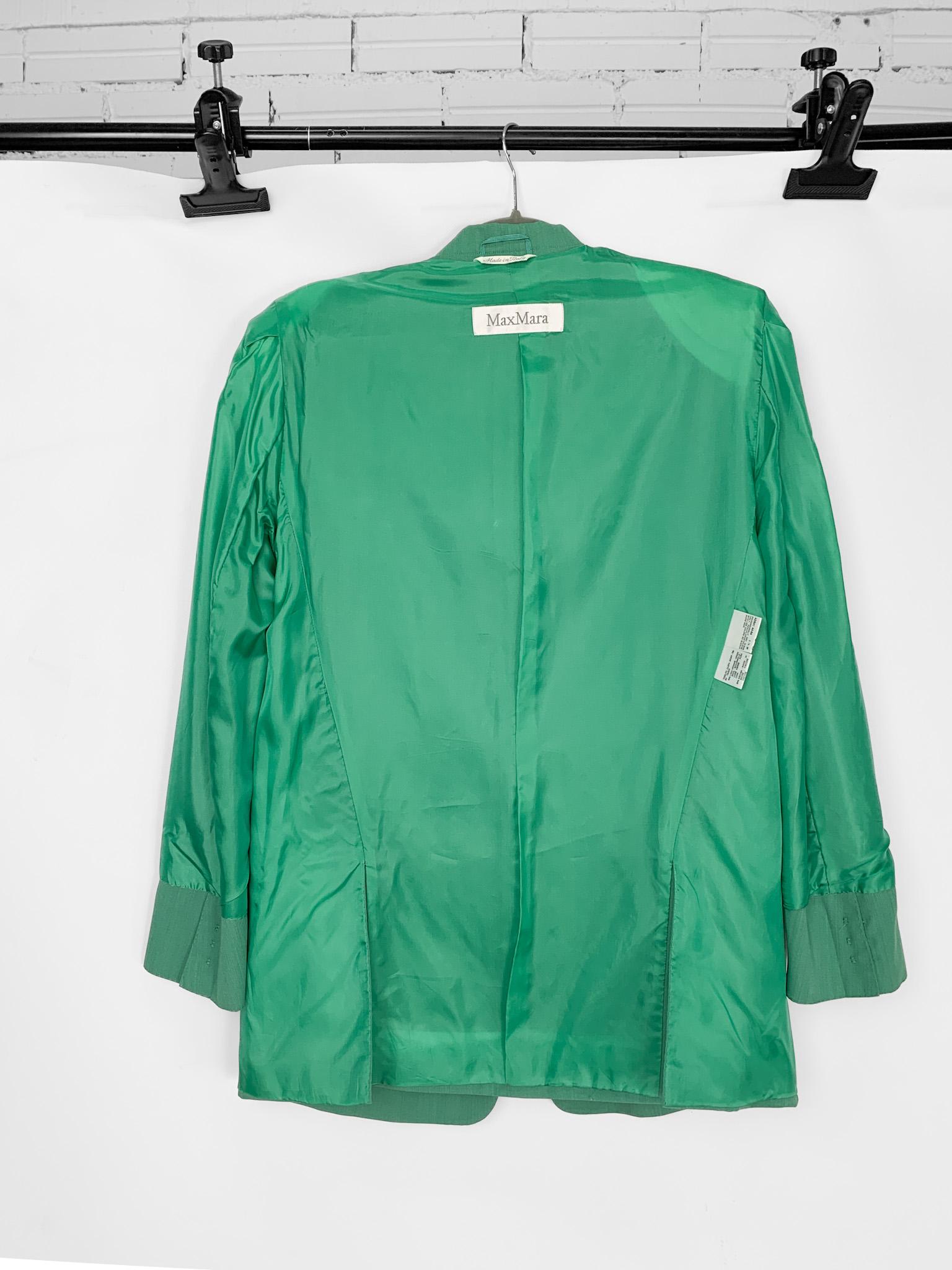 MaxMara solid colour mint green wool & silk trouser suit, trousers, blazer 10