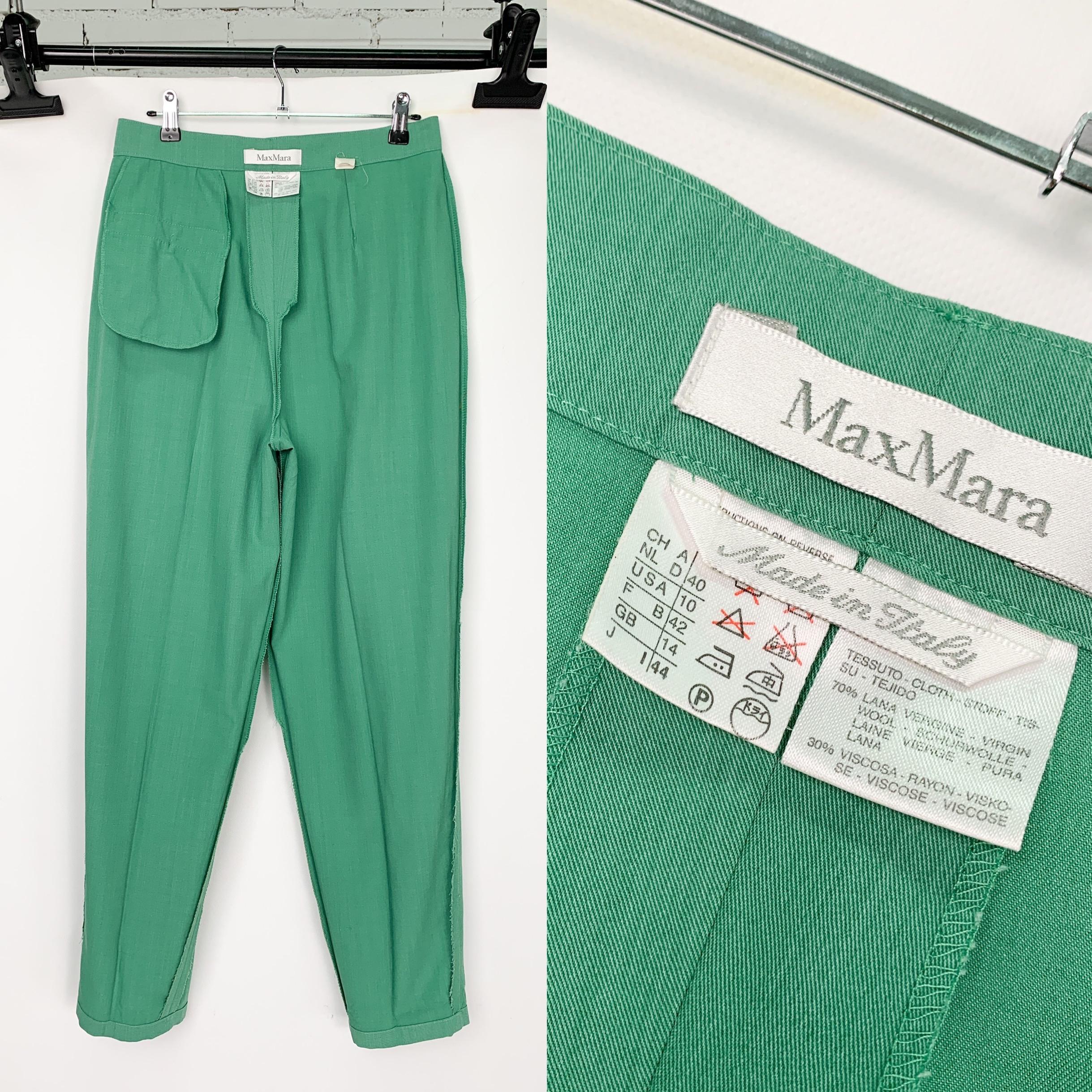 MaxMara solid colour mint green wool & silk trouser suit, trousers, blazer 14