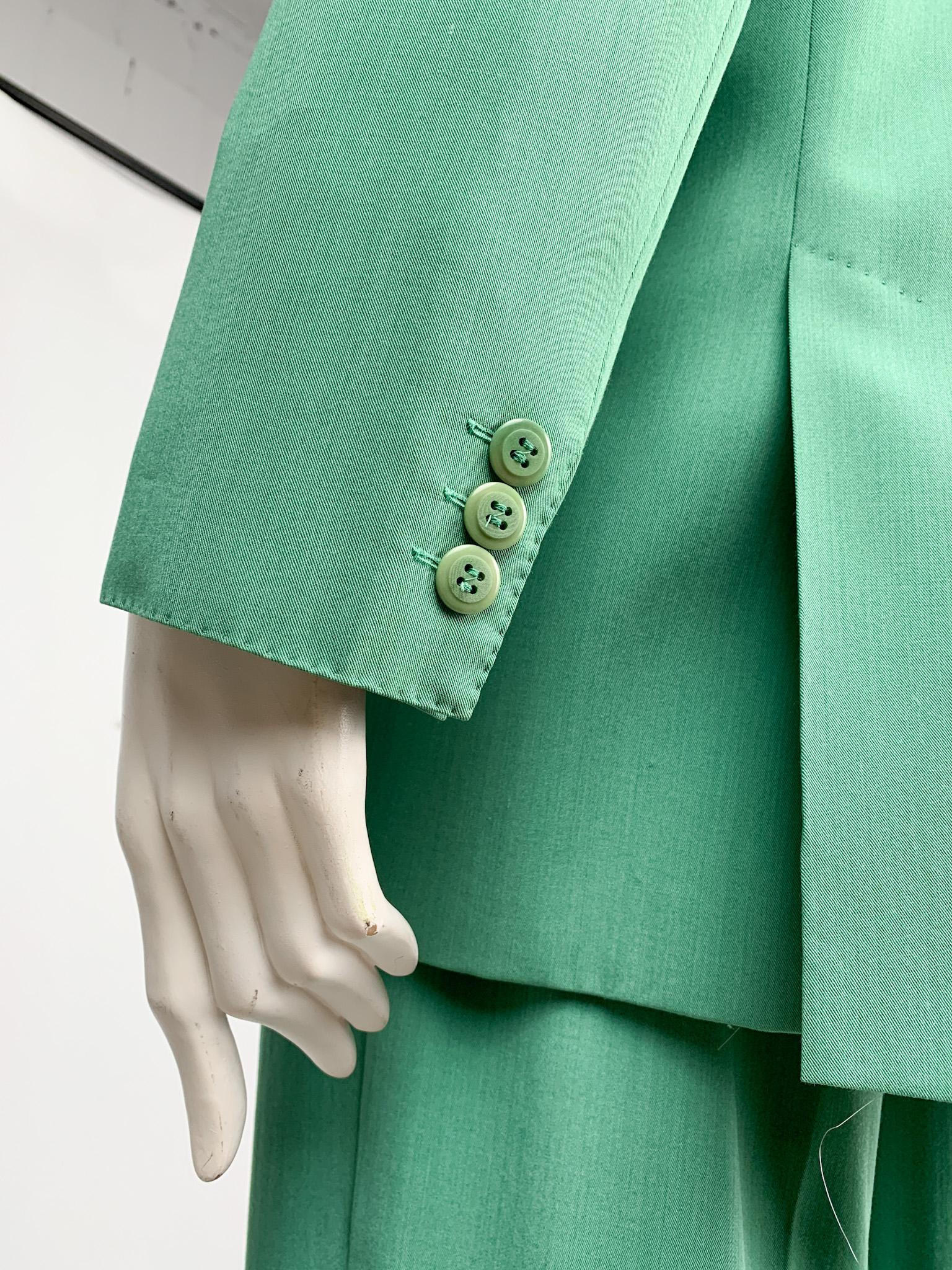 MaxMara solid colour mint green wool & silk trouser suit, trousers, blazer 1